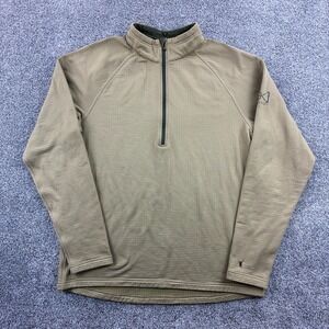 Burton AK Helium Power Grid Fleece Men's Large Beige Polartec 1/4 Zip Pullover